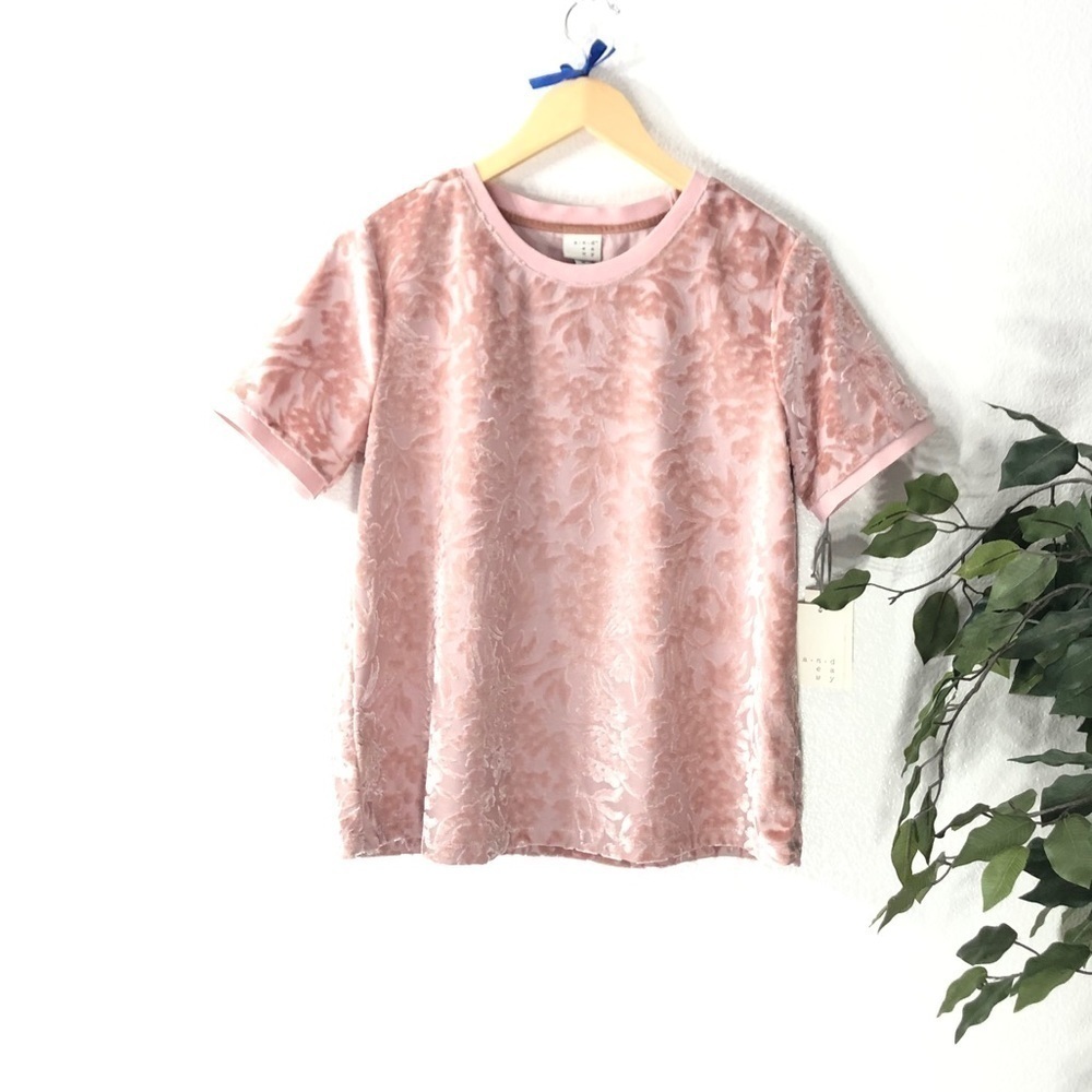 NWT A New Day Pink Top With Velour Design